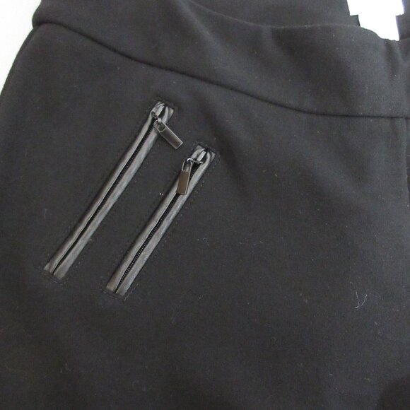 Cache Pants Womens Sz 14 Black Straight Leg Side Zip Faux Front Pockets w Zipper - Picture 7 of 7